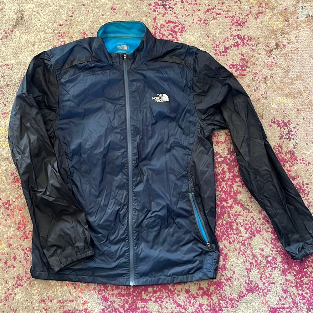 Mens navy blue zip up North Face jacket medium